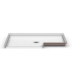 64" x 42" ADA Roll-In Shower Pan .75" Beveled Threshold, Wing Wall MAIN