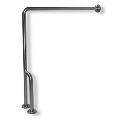 Satin Stainless Steel 90° Wall-to-Floor Grab Bar with Support MAIN