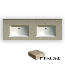ADA Double Rectangular Bowl Sink Top One Inch Thick Deck MAIN