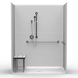 63" x 37" ADA Roll-In Shower Unit .75" Threshold MAIN