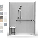 63" x 31" ADA Roll-In Shower Unit 1" Beveled Entry THUMBNAIL