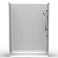 60" x 32" Barrier Free Shower .75" Beveled Entry, Subway Tile, Front Trench Drain MAIN