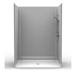 72" x 48" Barrier-Free Accessible Shower Unit 1" Beveled Entry, Subway Tile MAIN