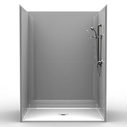 60" x 48" Barrier-Free Accessible Shower Unit 1" Beveled Entry, Subway Tile MAIN
