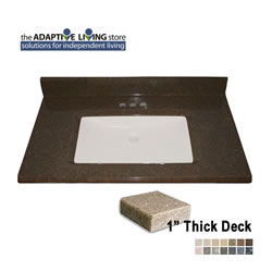 ADA Rectangular Bowl Vanity Sink Top, 1" Deck, Standard Granite Colors MAIN
