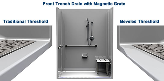 Roll in shower pan with trench drain new arrivals