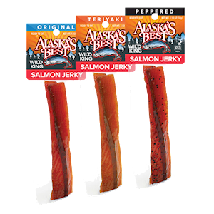 Wild Salmon Jerky 12 pack Sampler, 1 oz. Sticks THUMBNAIL