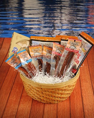 Basket of Wild Salmon Jerky Treats LARGE