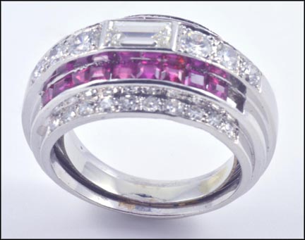 Ruby Ring in 14K White Gold LARGE