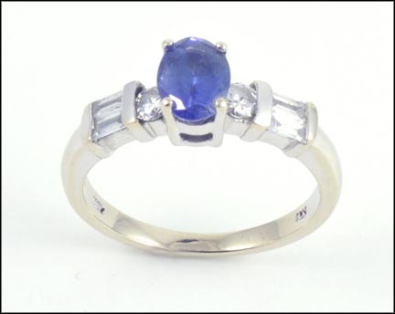 Tanzanite Ring in 14K White Gold LARGE