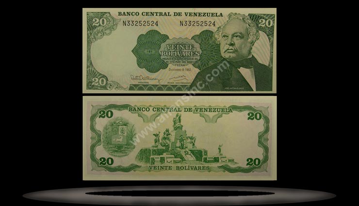 Venezuela Banknote, 20 Bolivares, 8.12.1992, P#63d