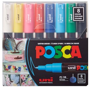 POSCA 8-Color Paint Marker Set, PC-1M Extra -Fine MAIN