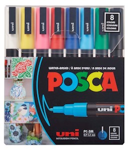 POSCA 8-Color Paint Marker Set, PC-3M Fine MAIN