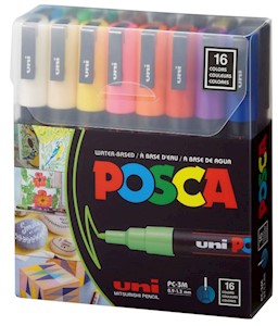 POSCA 16-Color Paint Marker Set, PC-3M Fine MAIN