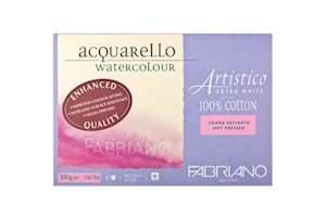 Fabriano Artistico Extra White Watercolor Block, 140 lb./300 gsm, Hot Press, 15 Sheets, 14" x 20" THUMBNAIL