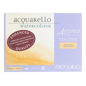 Fabriano Artistico Extra White Watercolor Block, 140 lb./300 gsm, Cold Press, 20 Sheets, 9" x 12" MAIN