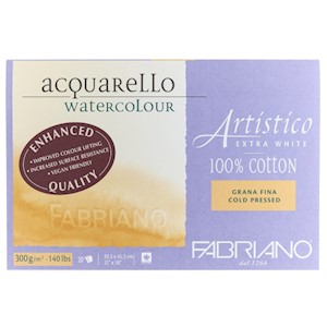 Fabriano Artistico Extra White Watercolor Block, 140 lb./300 gsm, Cold Press, 20 Sheets, 12" x 18" MAIN