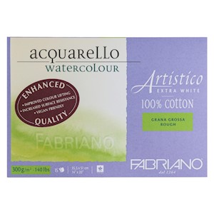 Fabriano Artistico Extra White Watercolor Block, 140 lb./300 gsm, Rough, 15 Sheets, 14" x 20" MAIN