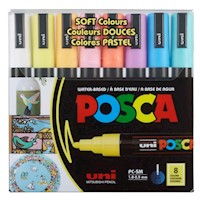 POSCA 8-Color Paint Marker Set, PC-5M Medium, Soft Colors THUMBNAIL