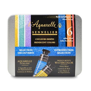 Sennelier French Artists' Watercolor Set, 10ml Tubes, 6-Color Iridescent Introduction Tin Set MAIN