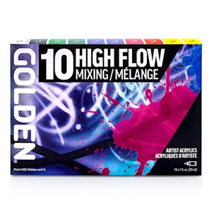 Golden High Flow Acrylic Set, 10-Color High Flow Mixing Set LARGE