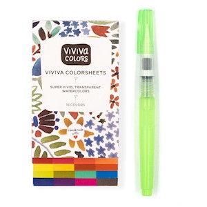 Viviva Colorsheet Watercolor Set, Original Sketcher 16-Color Set & Waterbrush LARGE