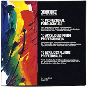 Golden Fluid Acrylic Set, 10-Colors MAIN