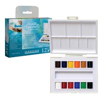 Sennelier La Petite Aquarelle Watercolor Set, 12 Color Half Pan Set THUMBNAIL