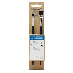 Raphael Essentials Brush Set, Watercolor, 2-Brush Set, For Backgrounds, SoftAqua Flat 6 & 12 MAIN