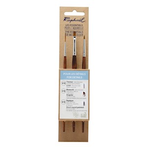 Raphael Essentials Brush Set, Watercolor, 3-Brush Set, For Details. MAIN