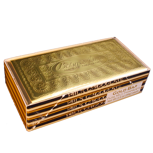 Milk Chocolate Gold Bar. 4 pack Betsy Ann Chocolates