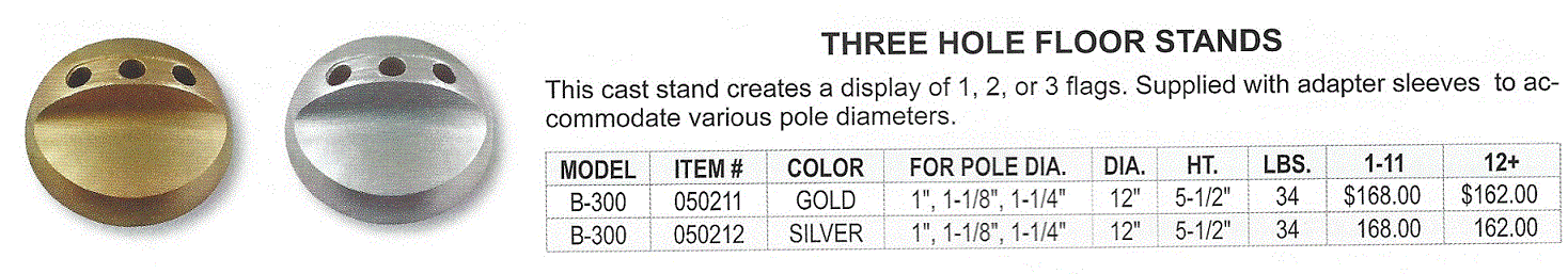 <big>Three Hole Floor Stands</font></big> MAIN