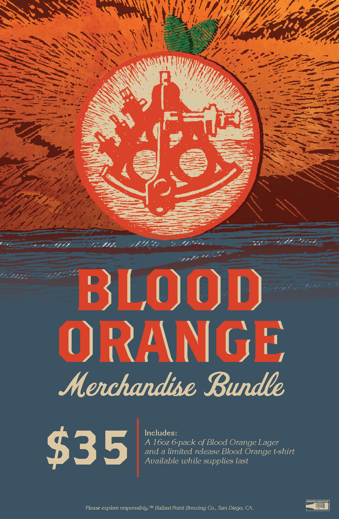 Blood Orange Lager 16oz 6-pack & Shirt Bundle SWATCH