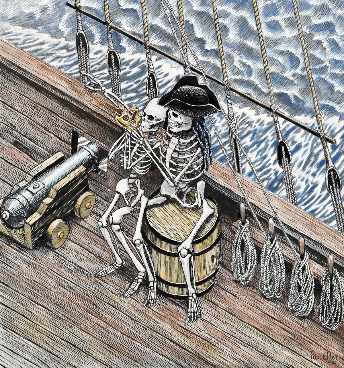 Paul Elder Signed Father's Day Skeletons Poster Print THUMBNAIL