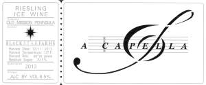 A Capella Ice wine label LARGE