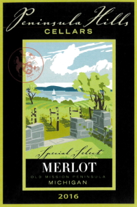 Merlot red wine label LARGE
