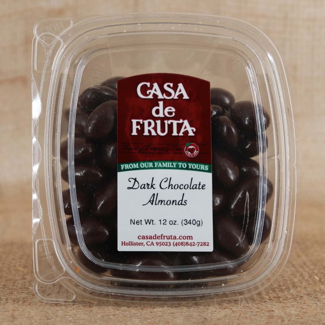 DARK CHOCOLATE ALMONDS 12 OZ THUMBNAIL
