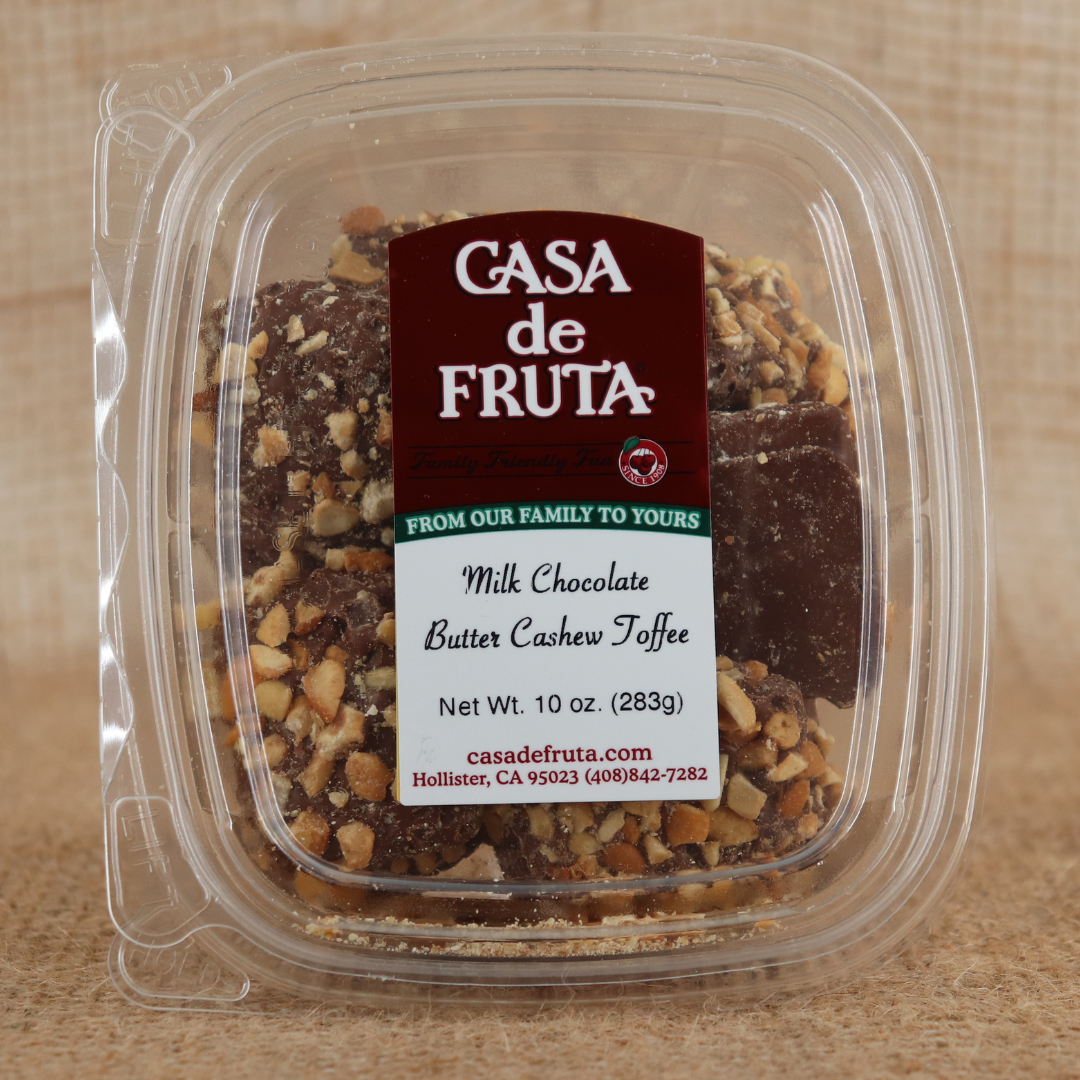 MILK CHOCOLATE BUTTER CASHEW TOFFEE 10 OZ LARGE