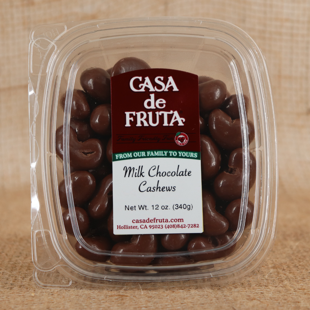 MILK CHOCOLATE CASHEWS 12 OZ LARGE