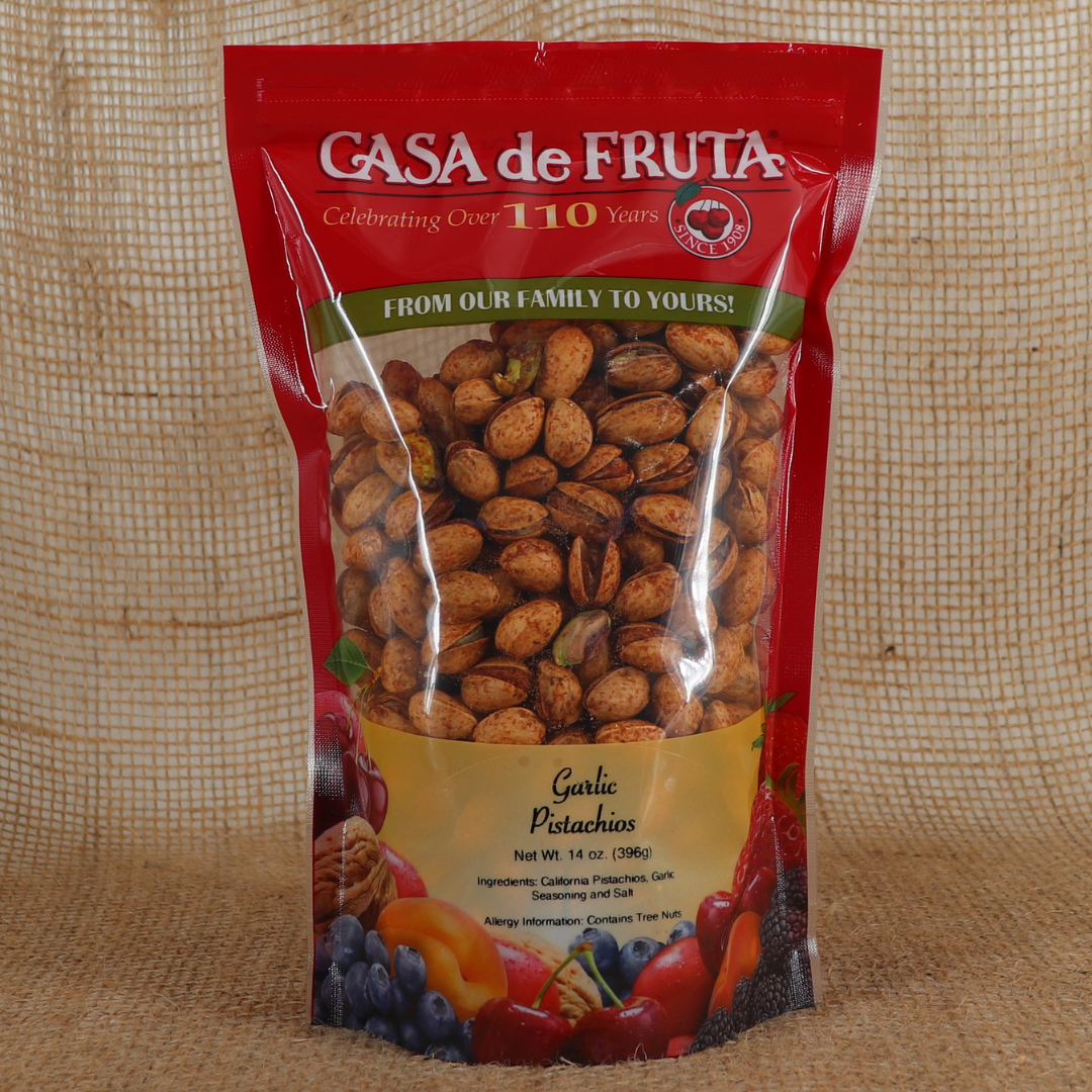 GARLIC PISTACHIOS 14 OZ LARGE