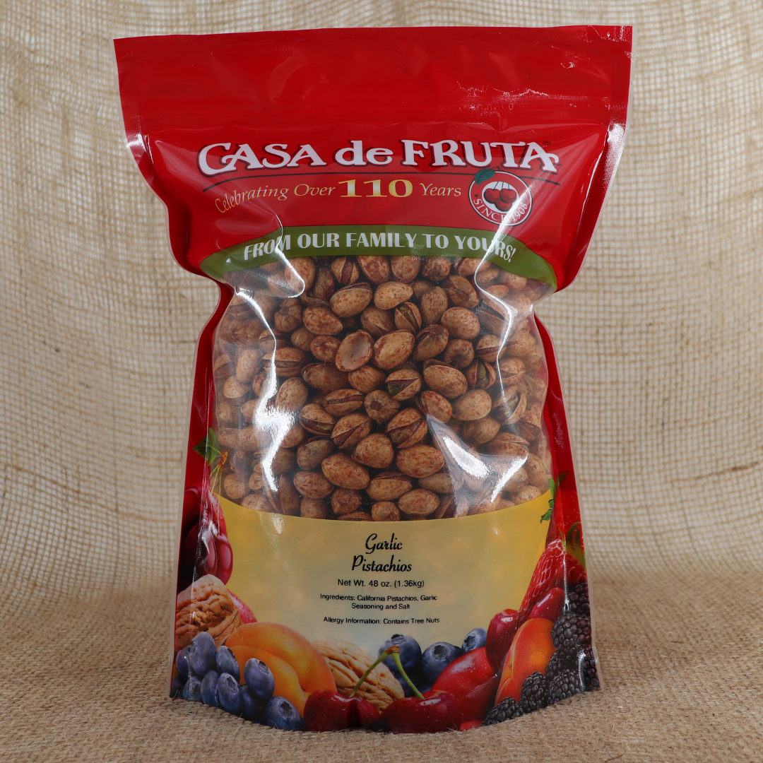 GARLIC PISTACHIOS 48 OZ LARGE
