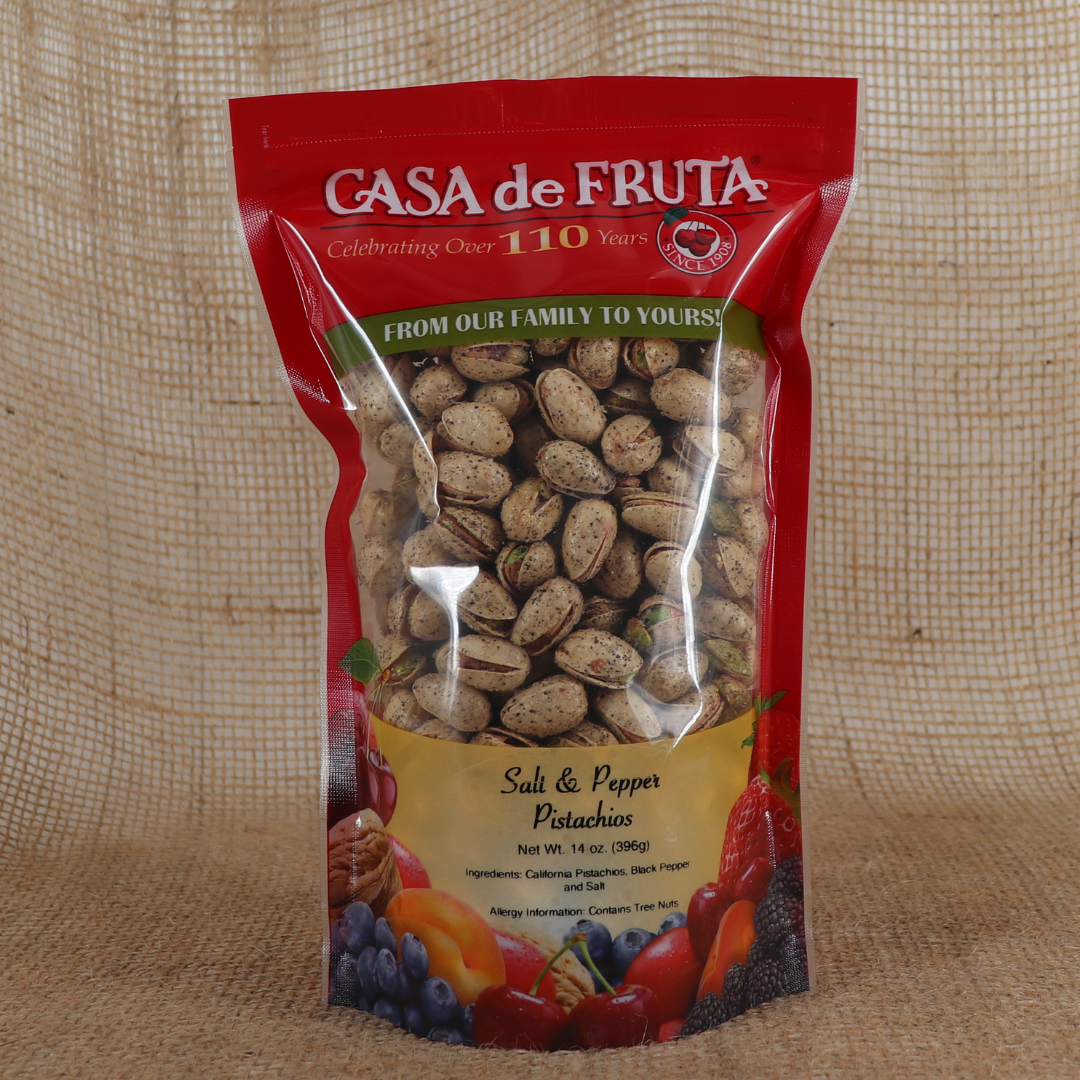 SALT & PEPPER PISTACHIOS 14 OZ LARGE
