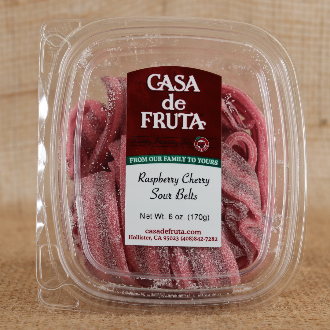RASPBERRY CHERRY SOUR BELTS 6 OZ LARGE