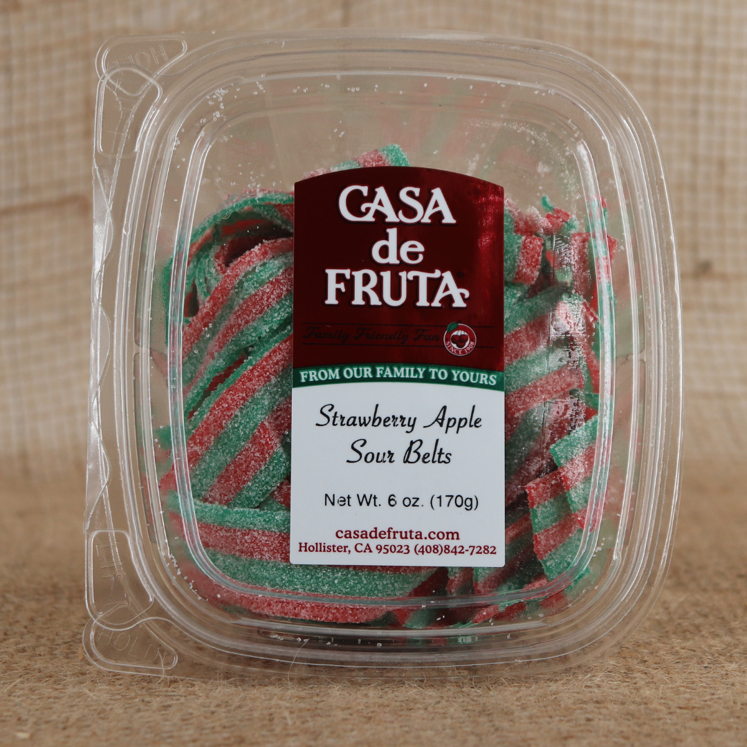 STRAWBERRY APPLE SOUR BELTS 6 OZ LARGE