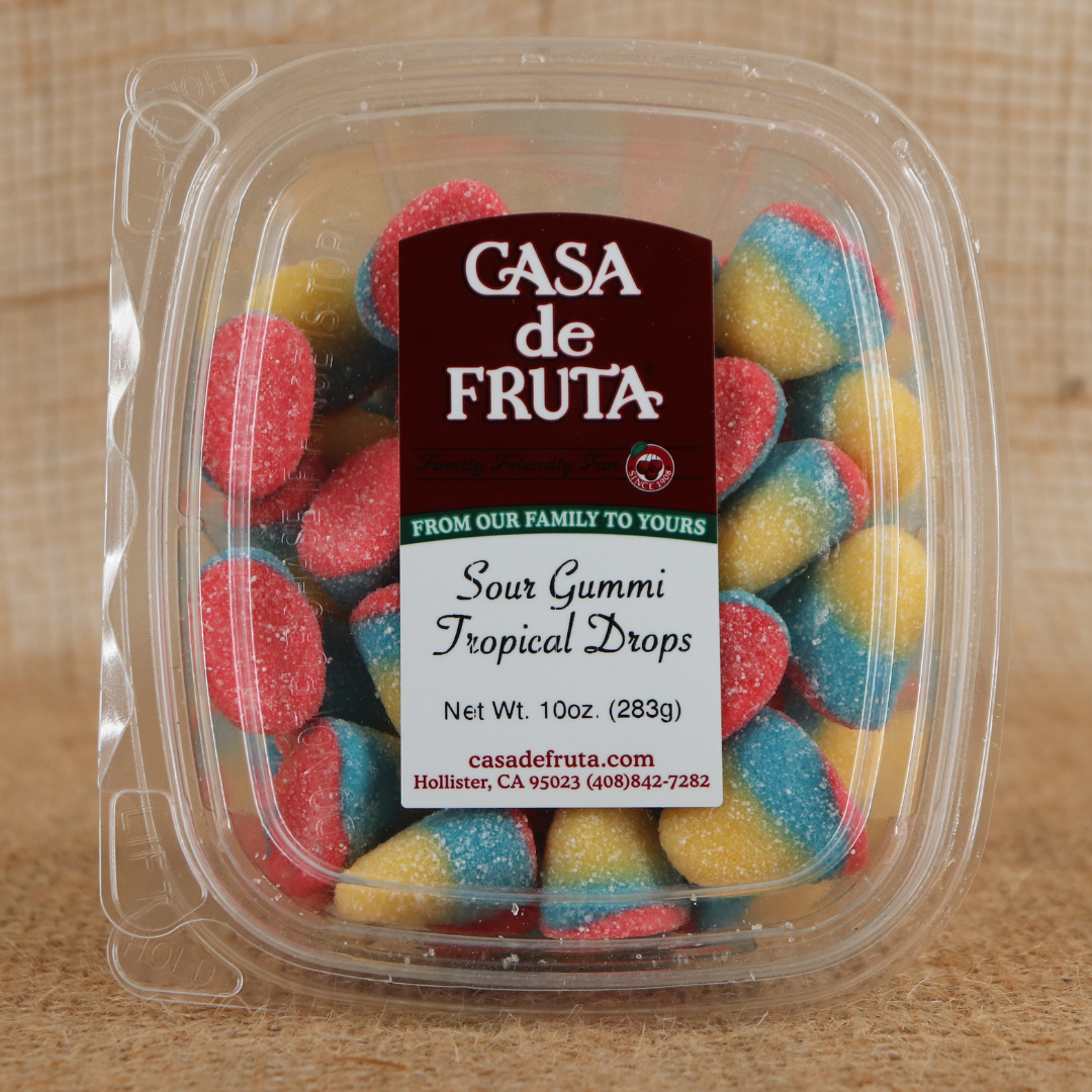 SOUR GUMMI TROPICAL DROPS 10 OZ LARGE