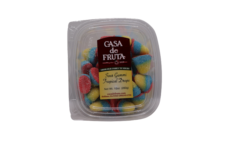 SOUR GUMMI TROPICAL DROPS 10 OZ LARGE