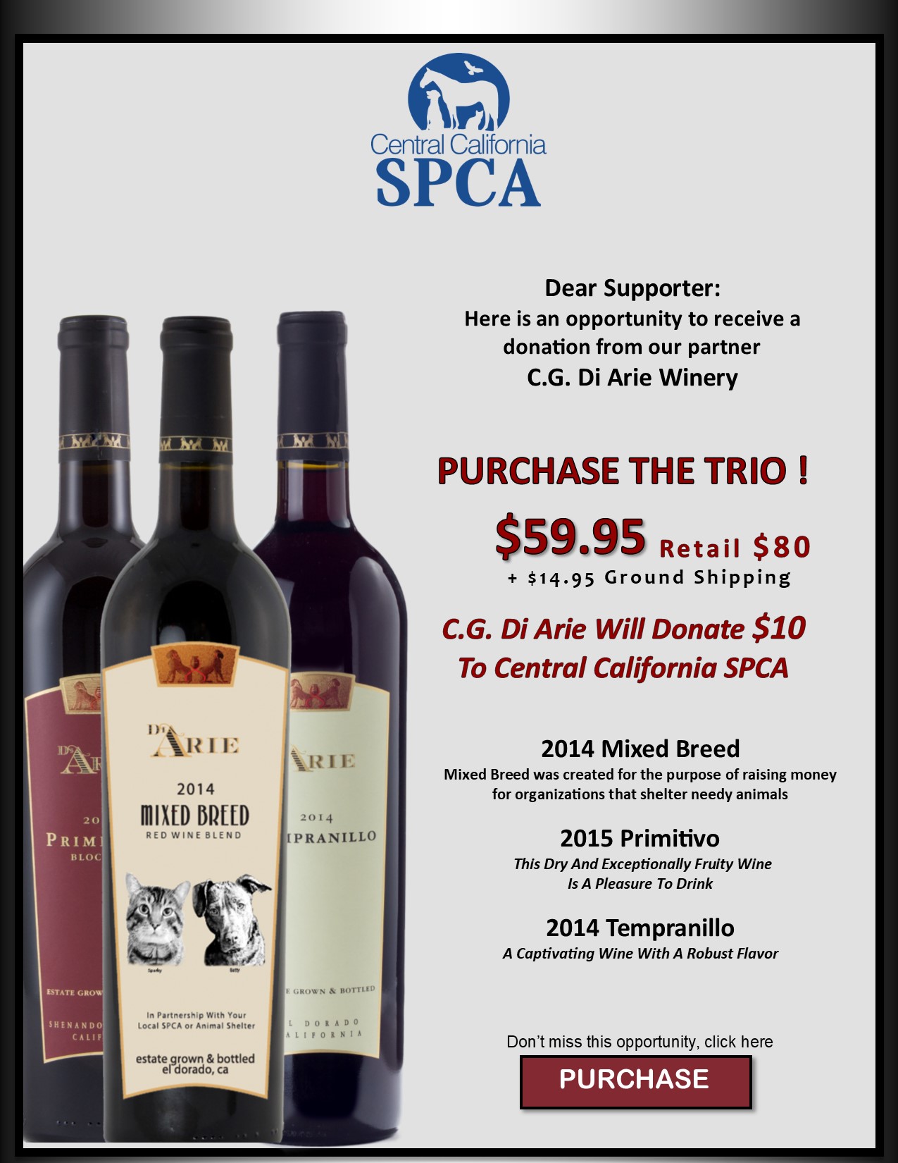 Central California SPCA Trio "3 Great Products In One Package!" MAIN