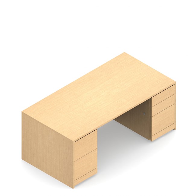 Desk 30"W x 60"D Double Pedestal, Box/Box /File Pedestals To The Floor