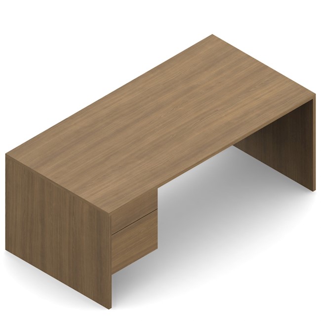 Desk 30"W x 72"D Single Pedestal On Left, Hanging Box /File Drawers