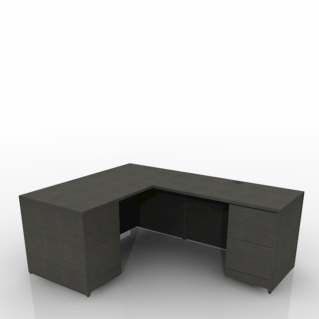 Desk 30"W x 66"D Single Pedestal On Left, Hanging Box /File Drawers